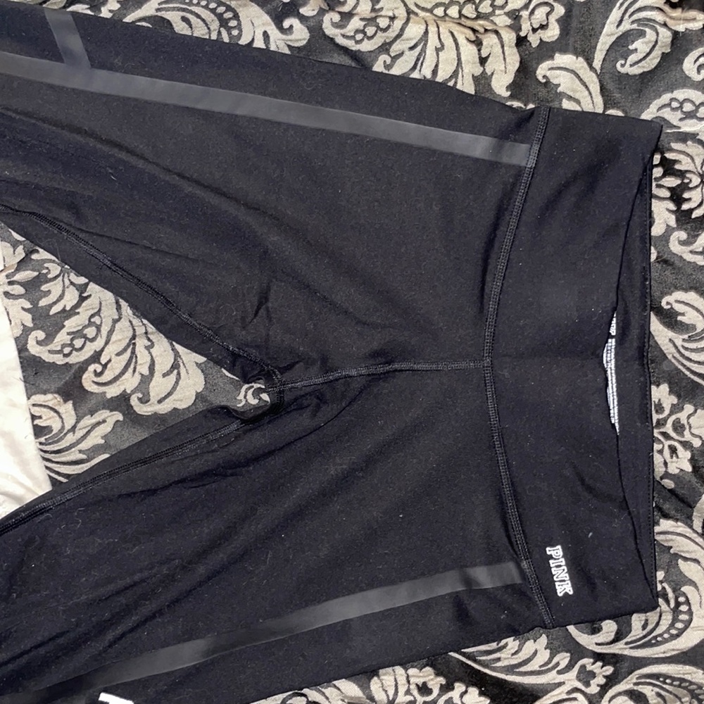Black Victoria Secret Pink leggings with “pink” details